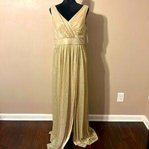 Broomstick glitter champagne dress